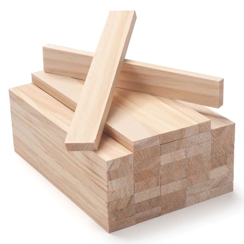 Holzleisten Holzklötzchen Holzstäbchen zum Basteln 22 x 8 x 160 mm, 40 Stück Holzlatten Holzstäb Bastelholz, Natur Unfertige Kantholz Holzstab Holzstange Hartholz Dübel für Modellbau