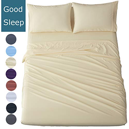 Shilucheng Bed Sheets Set Microfiber 1800 Thread Count Percale Super Soft and Comforterble