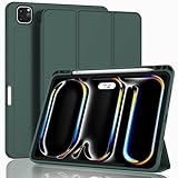 ZryXal iPad Pro 11 Inch Case (M5) 2025/ (M4) 2024 (Model: A2836/A2837/A3006), Trifold Stand Smart Cover with Pencil Holder and Soft TPU Back, Auto Wake/Sleep (Update Midnight Green)