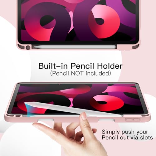 Image of JETech Cover Case for iPad Air 11-Inch M4 /M3 /M2 (2026 /2025 /2024), iPad Air 5 /4 (2022 /2020 5th /4th Generation 10.9-Inch) with Pencil Holder, Slim Tablet Cover with Soft TPU Back (Rose Gold)