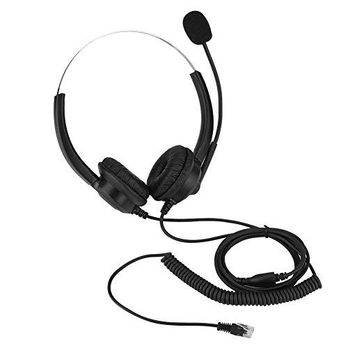 Crystal Head jack Headset, Noise Cancelling Comfort Corded Telephone Call Center Headset with Mic, Super Long Cable, for Desk Telephone