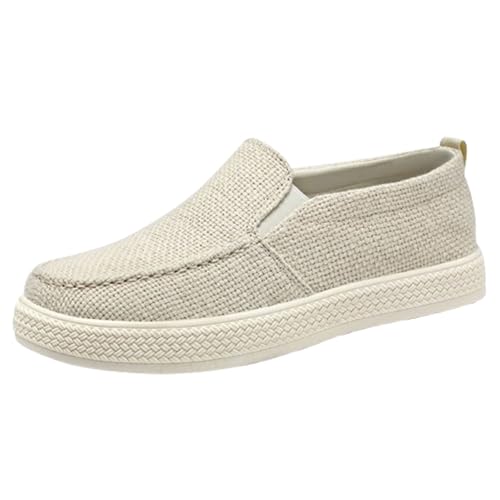 Mocasines de lona para hombre beige talla 41 1/3 EU, calzado plano ligero para verano