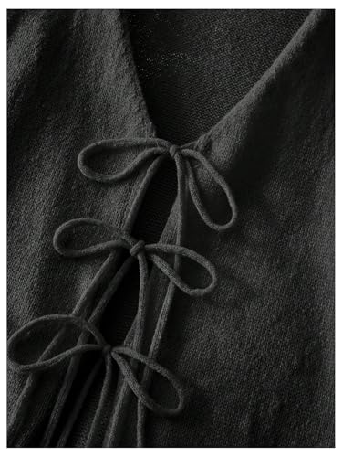 MakeMeChic Women's Plus Size Cardigan Sweater Fall Bow Tie Front Knit Outerwear4