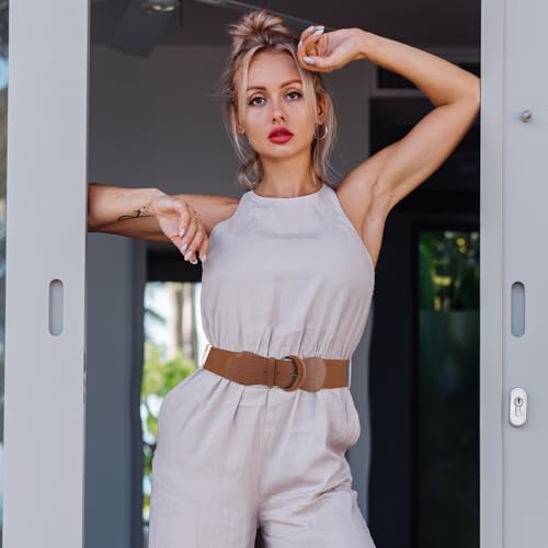 Women Wide Elastic Belt, Stretch Waist Belt Vintage Chunky Waistband Ladies Stretchy Belt for Dresses Jeans3