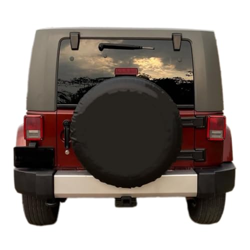 Image of Black Spare Tire Cover, Spare Wheel Cover for Ford Bronco, Toyota RAV4, Buick, Chevrolet, Honda, GMC, Hummer H3, Jeep Wrangler, Tire Cover Protector (L: 255 /50R20, 265 /65R17, 265 /70R16)