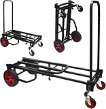 Pyle Carretilla Plegable, Carro de Transporte Compacto con Ruedas, Convertible, 8 en 1, Resistente, De Mano, Auxiliar de Carga con Plataforma, Expandible de 60 hasta 102 cms