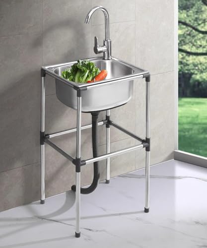 Fregadero de acero inoxidable portátil para restaurante lavandería y negocio 2