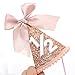 PATRDIO Rose Gold 1/2 Birthday Hat - Bow 6 Month Birthday Party Decorations, Glitter Number Cone Hat, Princess Bow Hat, Rose Gold Half Birthday Crown and Cake Smash Props