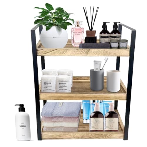 Cnwinu 3 Ebenen Standregal Badezimmer Organizer,Badezimmer Regal Holz mit...