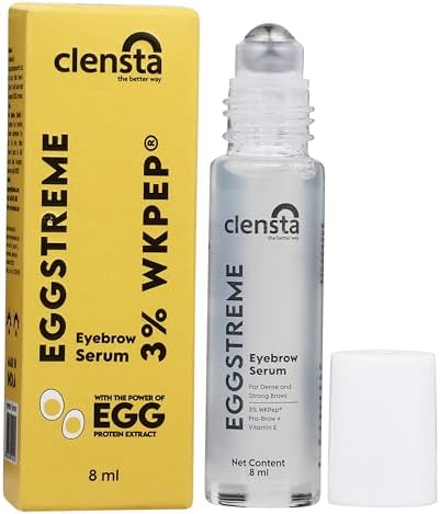 Clensta Eggstreme Eyebrow Growth Serum Roll on For Enhancer Thick Eyebrows With Egg Protein, Vitamin E, and Almond Oil for Women , Sulphate & Paraben Free 8 ml