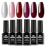 TOMICCA Gel Nail Polish Set, Red Cherry Burgundy 6 Dark Colors, Soak Off UV LED, DIY at Home Starter Kit & Nail Art Salon Professional, Acrylic Nail Kit Gel Polish Non - Toxic - 6×8ml