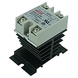 TinaWood SSR-25 DD Solid State Relay + Heatsink DC-DC 25A 3-32V DC/5-200V DC SSR-25DD (DC to DC 25A)