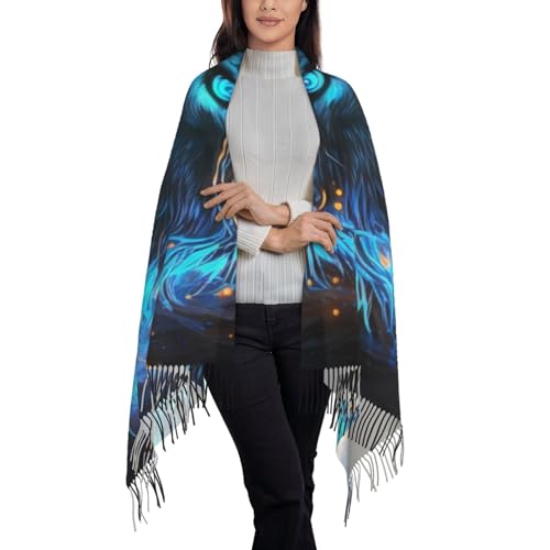 Cool Blue Light Wolf Print Scarves For Women Gifts Blanket Scarf Scarves Oversized Wrap Shawl Gift3