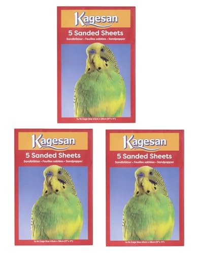 WUNDAPETS 3 PACK KAGESAN RED BIRD CAGE SAND PAPER SHEETS 3 x 5 PCK = 15 SHEETS 43CM X 28CM
