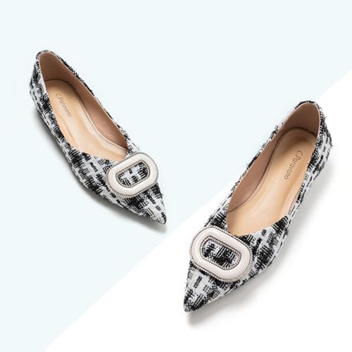 C.Paravano Women's Flats Pointed Toe Flats for Women Designer Ballet Flats Leather Flats Shoes for Women Dressy Casual Work Office Party Shoes2