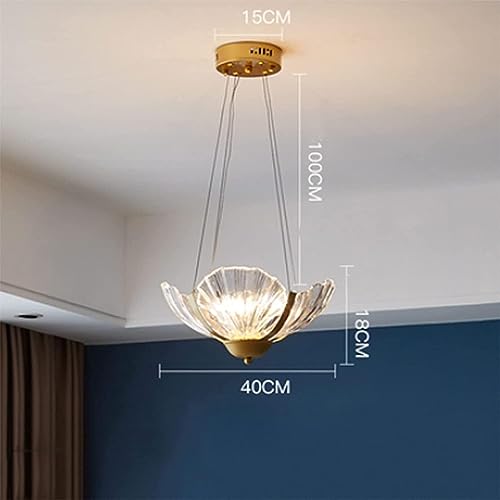 Lustre en verre suspendu doré effet coquillage avec éclairage doux