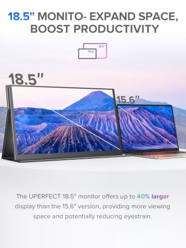 Image of UPERFECT 18.5 inch 4K QLED Portable Monitor, 3840x2160 UHD Display | 145% sRGB, 60Hz, VESA Support, Protective Case Included, USB-C & Mini HDMI External Screen for Laptop & Gaming