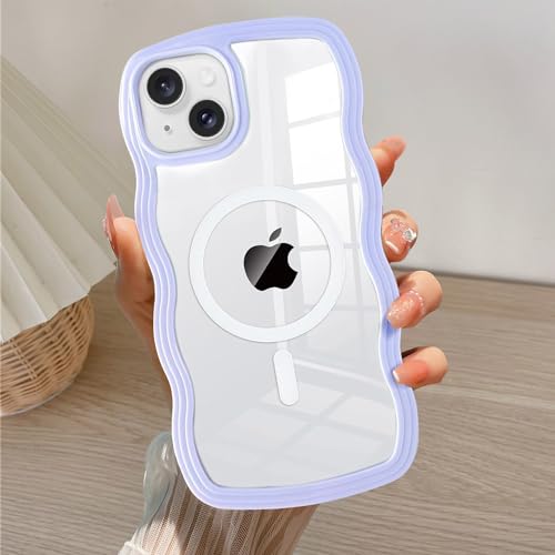 Coque iPhone 15 pour femmes et filles style esthétique violet pour le quotidien