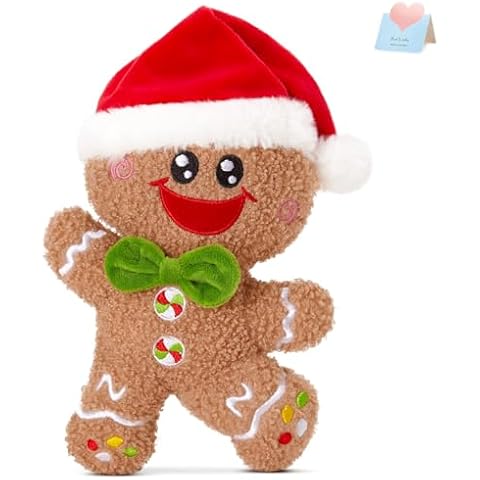 Glow Guards 9'' Gingerbread Plush,Christmas Gingerbread Man Stuffed Animal,Gingerbread Doll Plush Toys Christmas Decor Ornament Indoor Home for Kids Cover