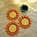 Crochet Handmade Carnation Flower Coasters Doilies Table Decorations Gift (Orange)