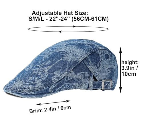 Image of Quanhaigou Men's Cotton Flat Ivy Gatsby Newsboy Driving Hat Adjustable Irish Cabbie Ivy Driving Hunting Cap