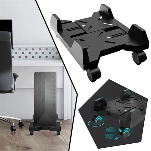 Soporte móvil para CPU de escritorio, soporte para torre PC bajo el escritorio con ruedas giratorias, rack para CPU principal para accesorios de oficina y hogar miniatura 5