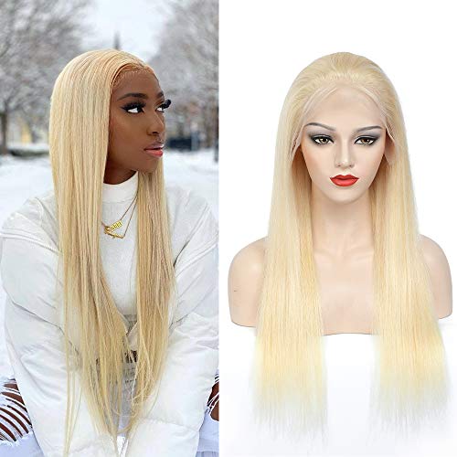 JGMI Wig 613 Lace Front Wig Human Hair 13x4 Blonde Wig Straight Wave Brazilian Virgin Human Hair Pre Plucked with Baby Hair 150 Density 18 Inch