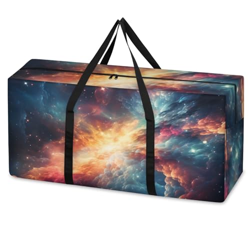 Bright Galaxy Extra Large Moving Bags Heavy Duty Storage Bags Dreamy Galaxy Cloth Wrap Around Handles Double Zipper Reusable Convenient Foldable Storage Tote for Travel Camping Space Save