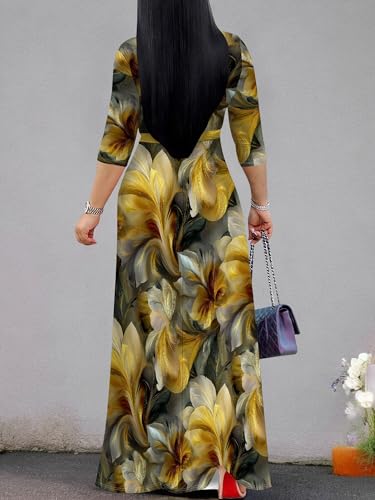 Image of PinkPatty Women's Long Sleeve Maxi Dress Plus Size Trendy Wedding Guest Wrap Dress with Pockets&Belt