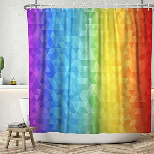 MAKEJ Colorful Shower Curtain Waterproof Polyester Fabric Shower Curtain with Hook Bathroom for Home Decor(E,240cm*180cm)
