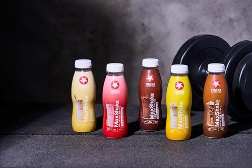 MaxiNutrition MaxShake Protein Milchshake Vanille, 12x 330ml, cremiger Eiweiß-Shake für unterwegs, 25g Protein, low fat & low carb, laktosefrei, ohne künstliche Aromen, Made in Germany