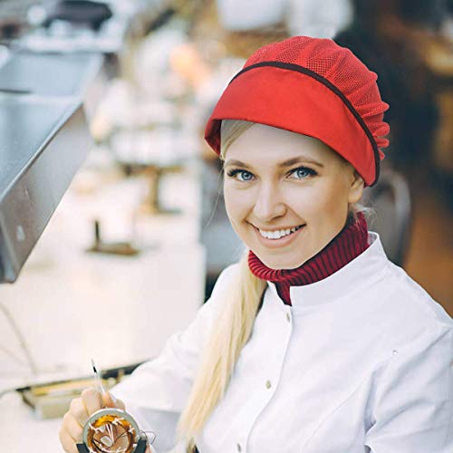 4 Pack Chef Hat Kitchen Cooking Chef Cap Adjustable Food Service Hair Nets Reusable Washable Mesh Bouffant Beanie