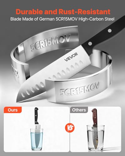 Image of VEVOR Kitchen Knife Set with Block and Sharpener, 15 Piece German High Carbon Stainless Steel Knife Set, Kitchen Cutlery with ABS Ergonomic Handle, Sharpening Rod and Wooden Block, for Home Cooks