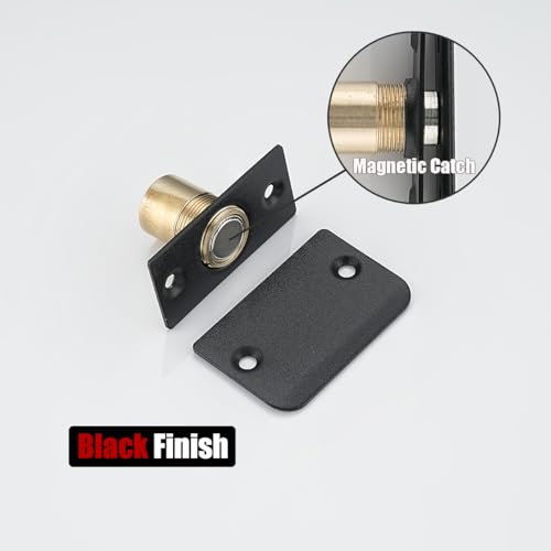Image of JQK Closet Magnetic Door Ball Catch Hardware, 430 Stainless Steel Catch Adjustable with Strike Plate, Black Finish 4 Pack, HBC120-BK-P4