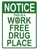 Metal Estaño Signo Aviso De Lugar De Trabajo Libre De Drogas Exquisita Y Hermosa Cartel De Metal Divertido Letrero De Metal para Club Casa Campo Cocina 20X30Cm