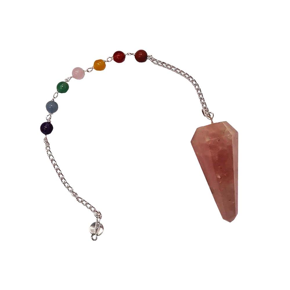 VIE Naturals Pendulum with 7 Chakra Beaded Chain, Red Jasper