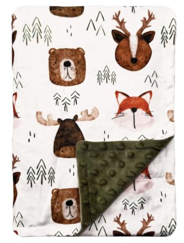 Image of Baby Blanket for Boys Girls Double Layer Soft Plush Minky Blanket with Dotted Backing, Toddler Baby Newborn Blanket Shower Gifts (Forest, 30 * 40 inch)