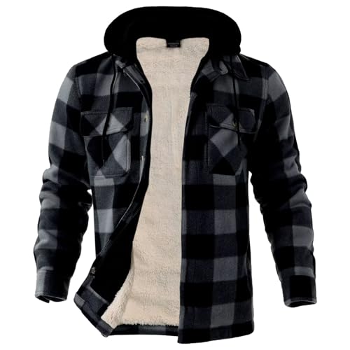 Image of LeeHanTon Mens Flannel Jacket Heavyweight Sherpa Fleece Jackets Outdoor Hiking Casual Soft Warm Coat with Pockets