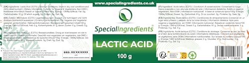 Special Ingredients Vegan Milchsäure Pulver 100g Reine Lebensmittelqualität (Deutsche Etiketten Und Anleitungen)