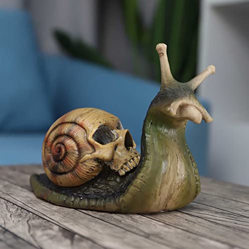 Wtosuhe OUTDOOR STATUES Halloween Skeleton Snail Resin Crafts, Snail Skull Sculpture Gothic Decoration, Garden Snail Statue Patio Snail Figurine Crafts, Outdoor Home Yard Garden Skeleton Art Sculpture Ornament thumb #3
