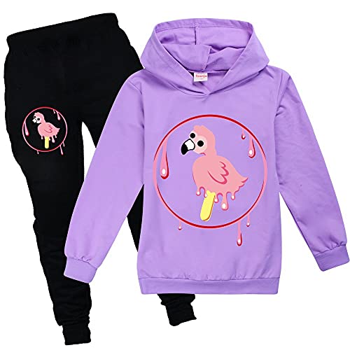Flamingo Merch Hooded for Kids Flamingo Flim Flam Catoon Graphic Hoodie and Trousers Set for Boys Girls