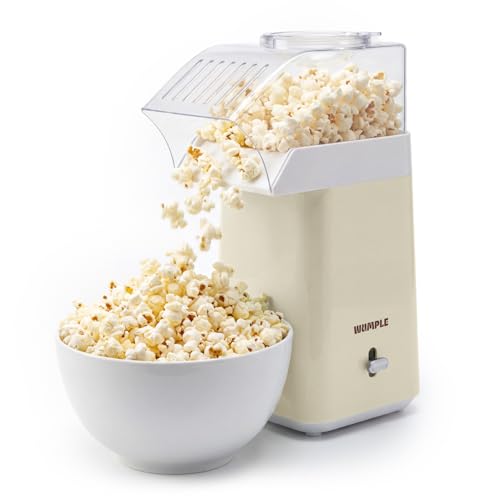 Wumple Hot Air Popcorn Machine - 14-Cup Electric Popcorn Popper, Oil-Free, 1200W - Includes Measuring Cup - Home Popcorn Maker for Movie Nights - Cream