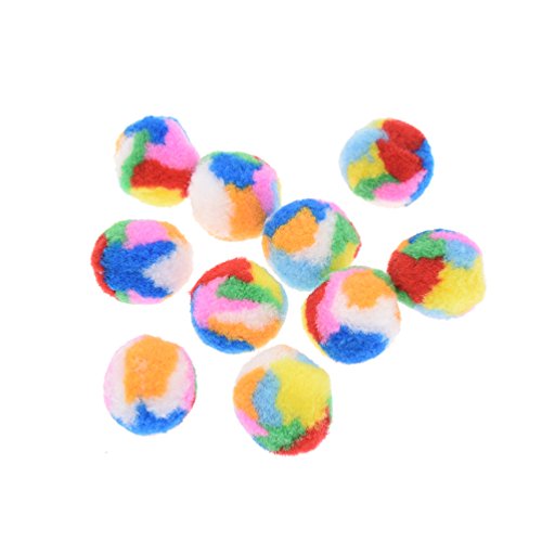Towashine 10Pcs Small Assorted Color Kitty Yarn Puffs Cat Toys Cat Chase Balls 1.37