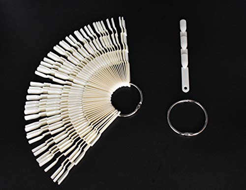 1 Set 150 Tips Nail Polish Color Display Nail Color Display Sticks Plastic Nail Tips with Metal Split Ring Holder(White) image 5