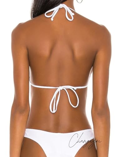 Triangle Bikini Tops for Women Halter String Bathing Suit Tops Sexy Brazilian Black White Swimsuit Top2