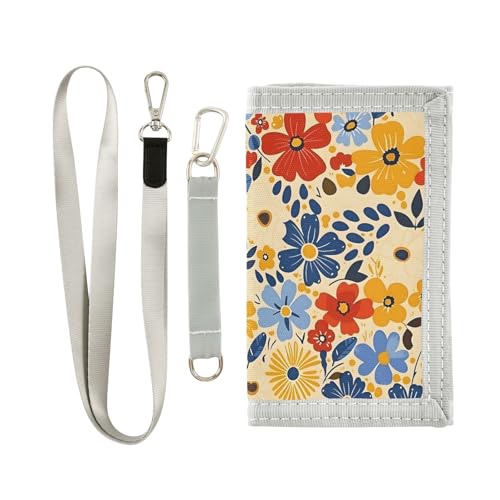 ALAZA Kids Wallets for Boys Girls Toddler Trifold Wallet Children Small Orange Red Flowers with Zipper Coin Pocket