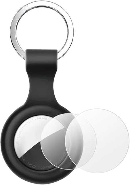 AXFEE Etui ochronne na AirTag, silikonowe etui na klucze AirTag z 2 szt. folii ochronnej, etui na AirTags, etui kompatybilne z Apple AirTags, etui Airtag (nie zawiera Airtag)