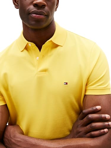 Image of Tommy Hilfiger Men's Short Sleeve Polo Shirts in Regular Fit With Stretch and Organic Pique Cotton