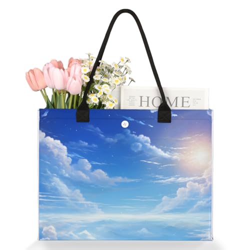 Blue Cloud Sun Tote Bag for Women Large Beach Bag Reusable Tote Bags for Work Travel Beach Shopping3