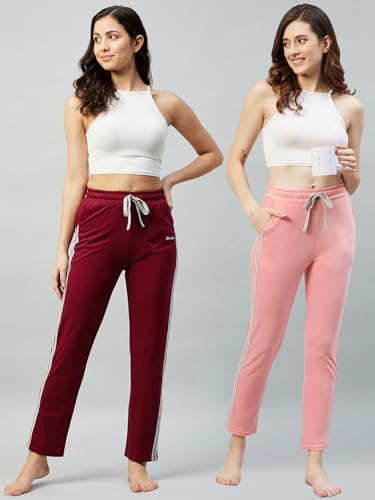 Image of BLINKIN Women Cotton Stribed Casual Style Pyjamas|Lowers With 2 Side Pockets : Ideal For Night Wear & Comfort Wear - The Ultimate Relaxed Fit Track Pants (Combo-608)